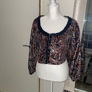 Free People velvet backless tie top